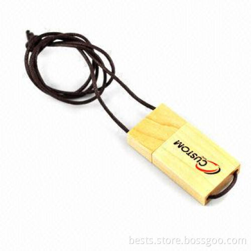 Wooden USB Flash Drive with Lanyard, Ideal for Promotional Purposes, Customized Logos are Accepted